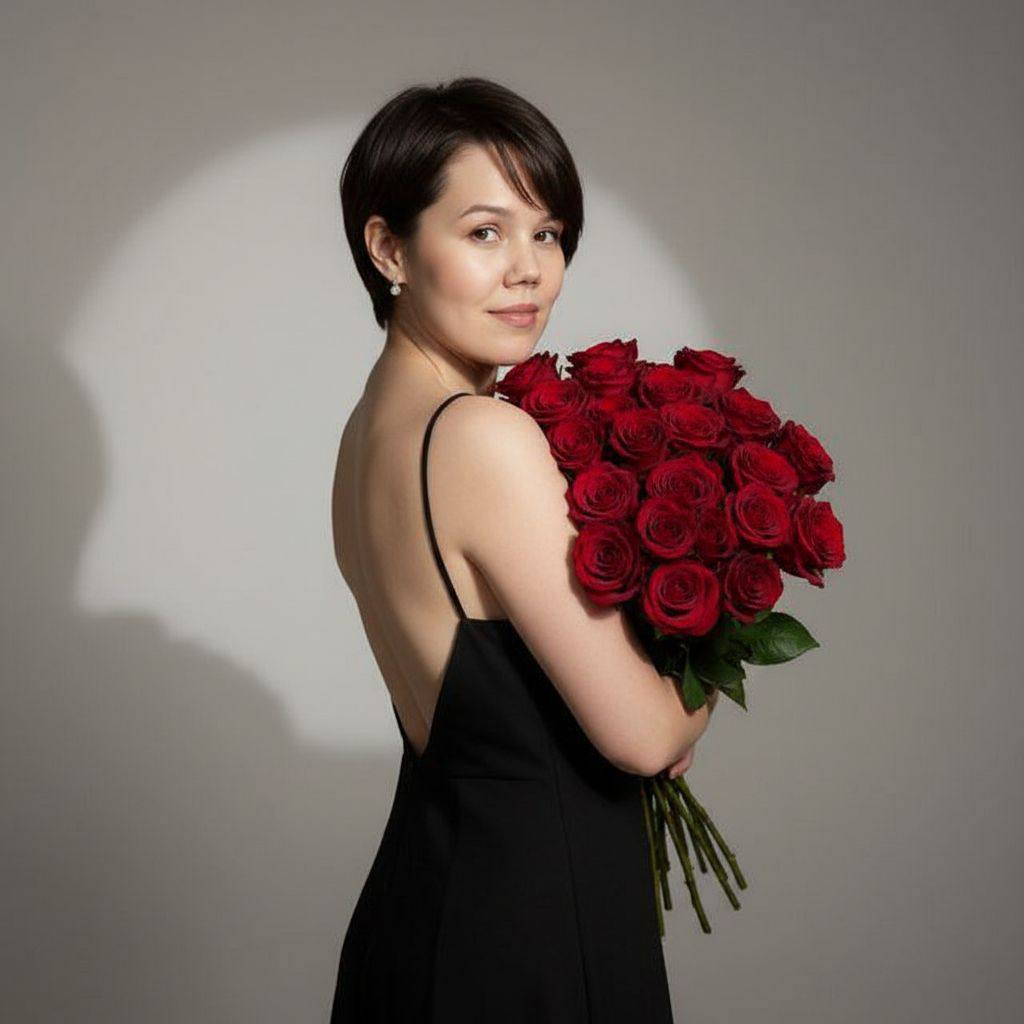 AI Photo - Elegant portrait with roses